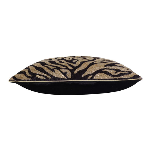 20" Gold And Black Abstract Throw Pillow Cover with Glitter