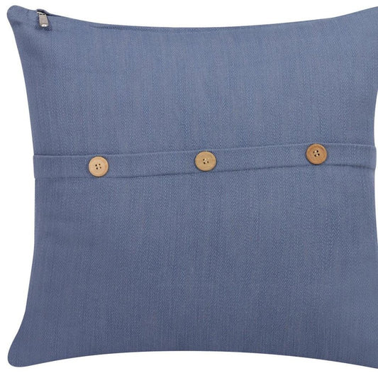 20" Blue Cotton Throw Pillow Cover