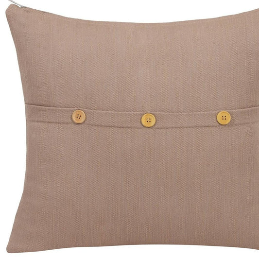 20" Brown Cotton Throw Pillow Cover