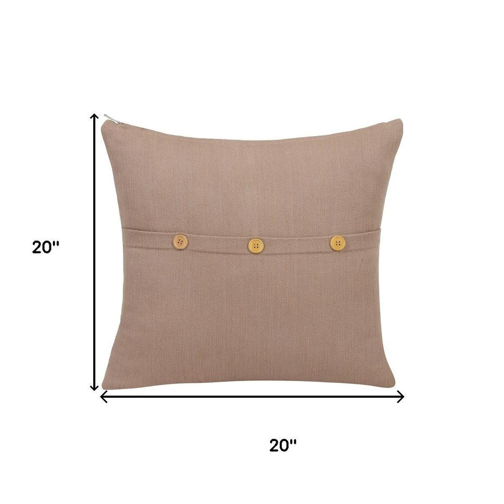 20" Brown Cotton Throw Pillow Cover