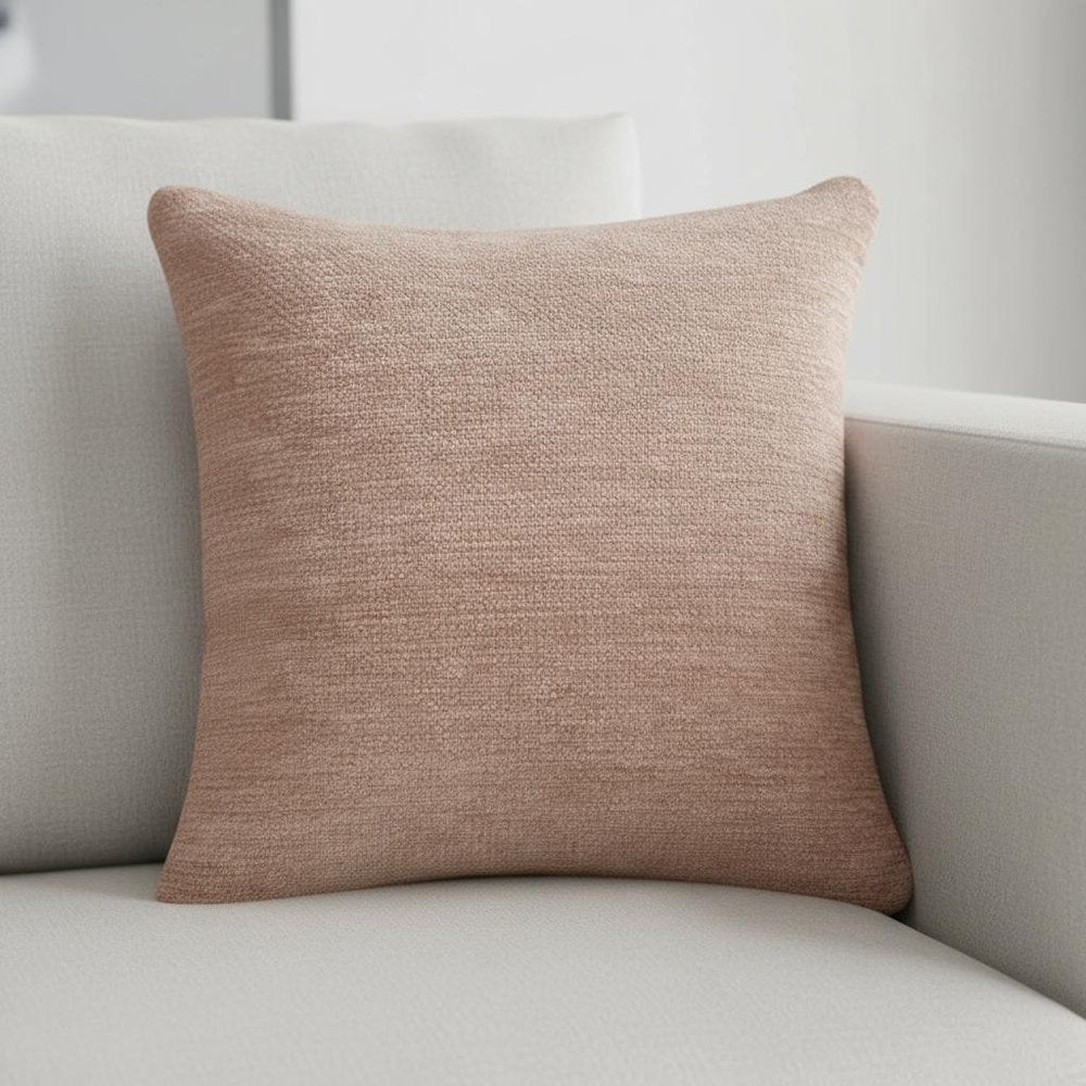 20" Beige Beach Chenille Throw Pillow Cover