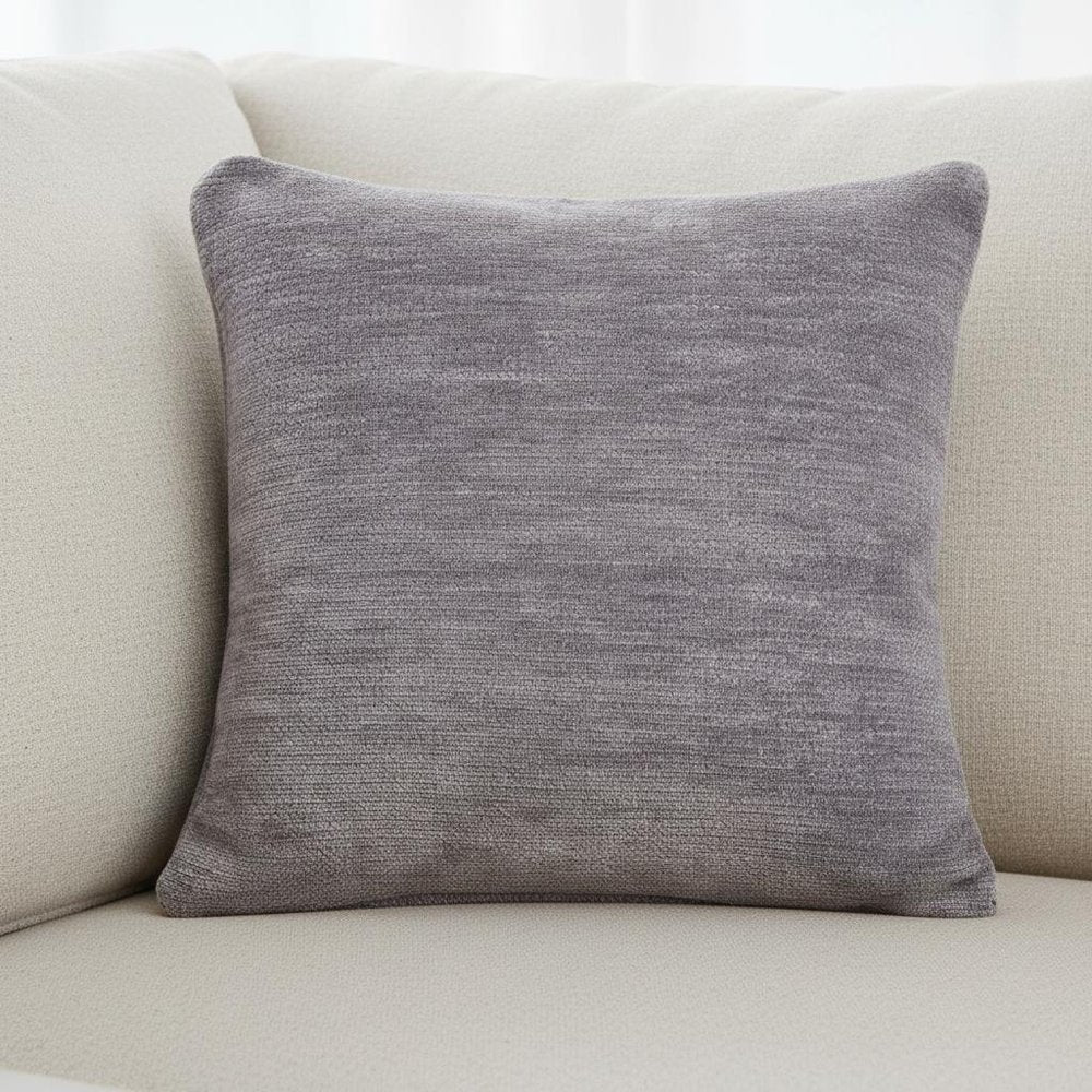20" Gray Beach Chenille Throw Pillow Cover