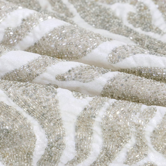 20" Ivory And Silver Geometric Throw Pillow Cover