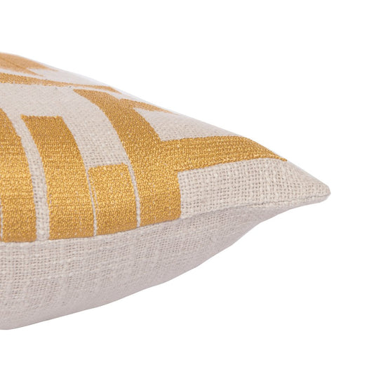 20" Yellow And Ivory Geometric Cotton Blend Throw Pillow Cover