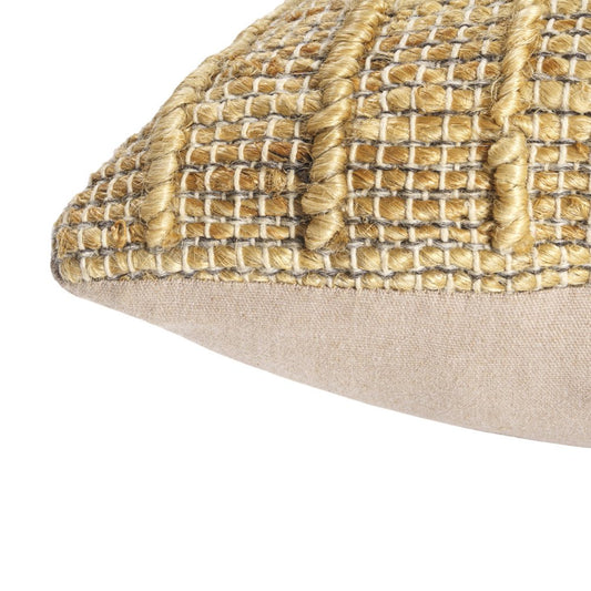 22" Brown And Tan Geometric Cotton Throw Pillow Cover with Texture