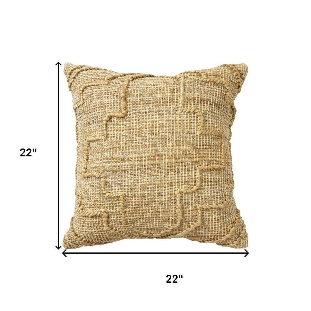 22" Brown And Natural Medallion Cotton Throw Pillow Cover