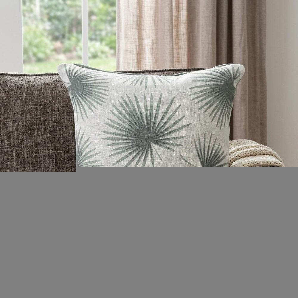 22" Sage And Off White Beach Floral Throw Pillow Cover