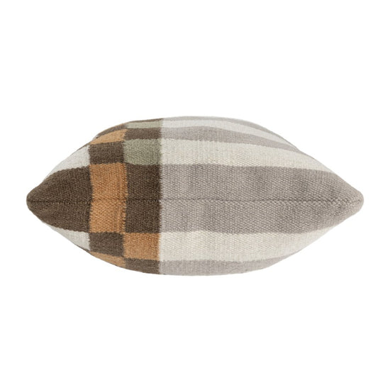 24" Gray And Beige Geometric Wool Blend Throw Pillow Cover