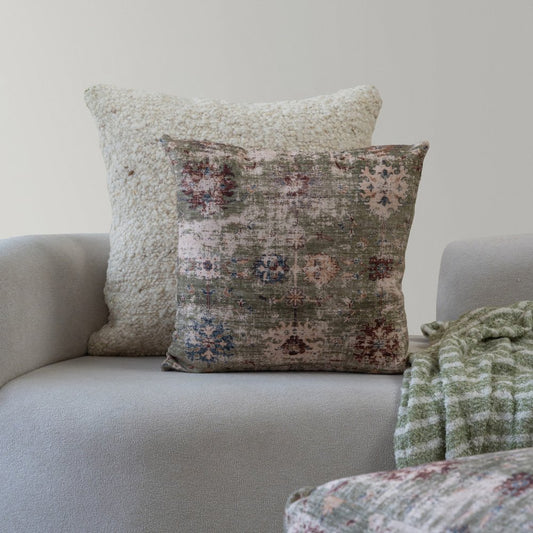 18" Sage And Green Floral Throw Pillow Cover