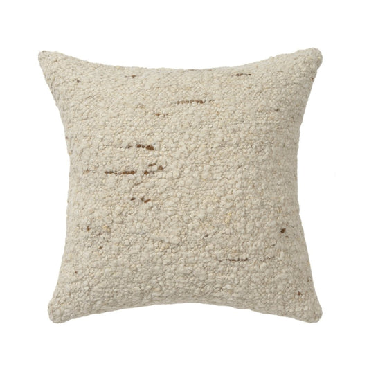 24" Ivory And Beige Wool Throw Pillow Cover