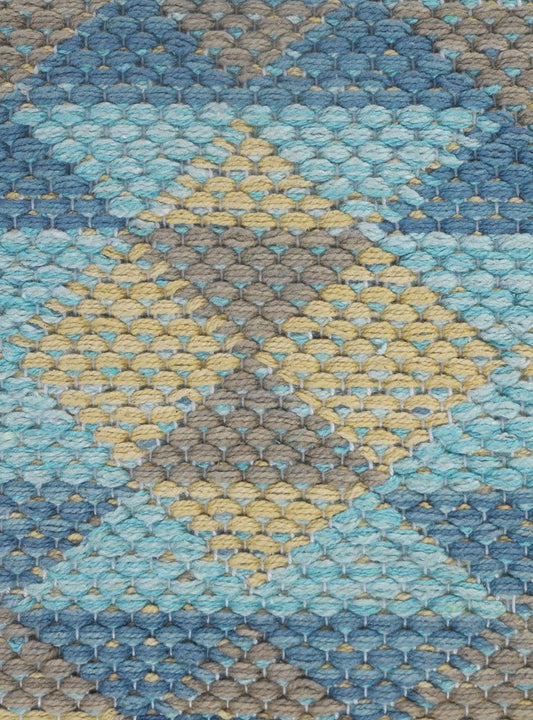 18" Yellow Blue And Gray Geometric Cotton Throw Pillow Cover