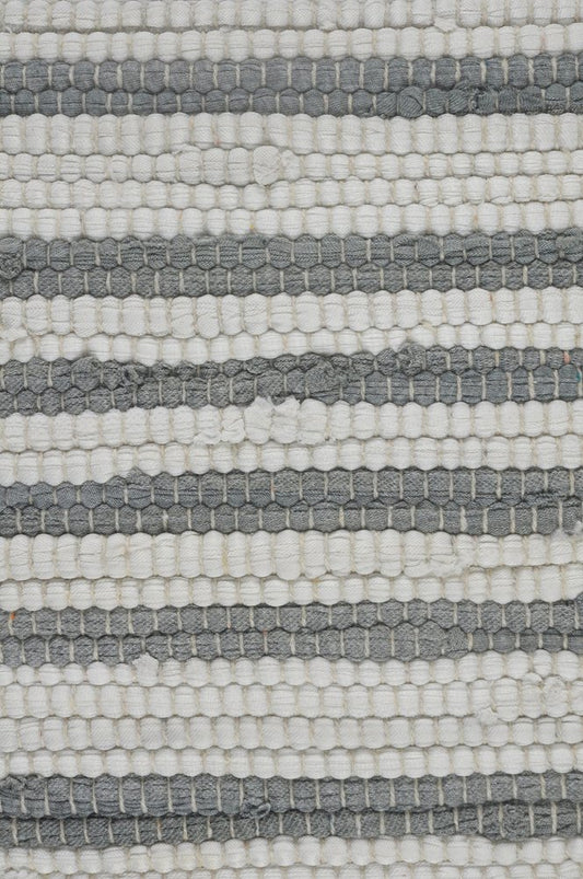 18" Gray And White Beach Striped Cotton Blend Throw Pillow Cover with Texture