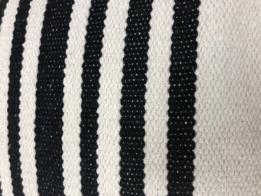 Set of Two 22" White And Black Striped Cotton Throw Pillow Covers