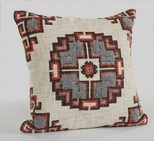Set of Two 18" X 18" Brown Beige And Orange Lumbar Southwestern Cotton Throw Pillow Covers