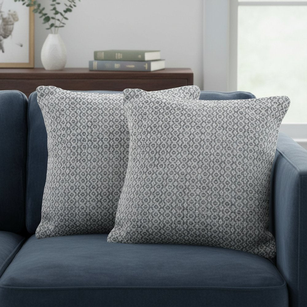 Set of Two 18" Gray And White Geometric Cotton Throw Pillow Covers