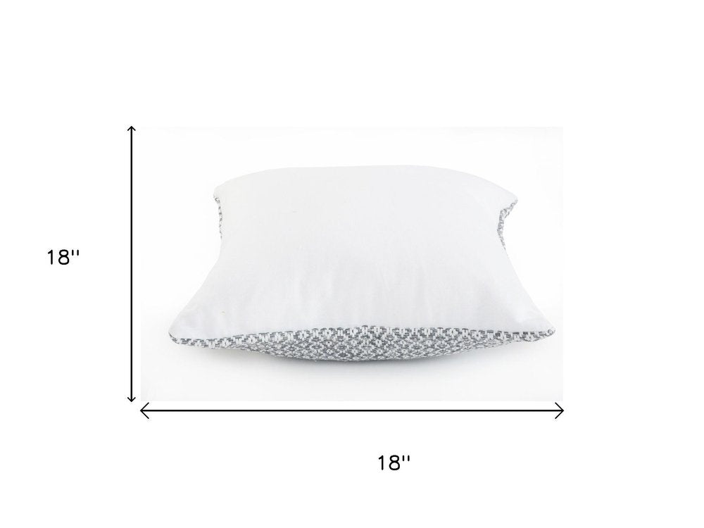 Set of Two 18" Gray And White Geometric Cotton Throw Pillow Covers