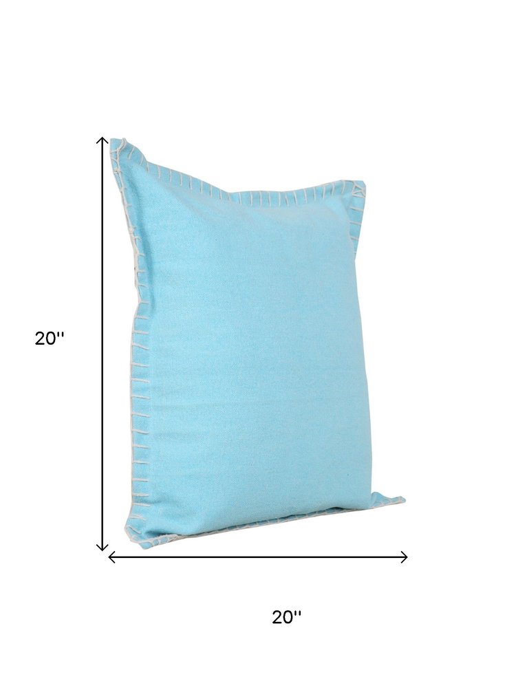 Set of Two 20" Blue Cotton Throw Pillow Covers