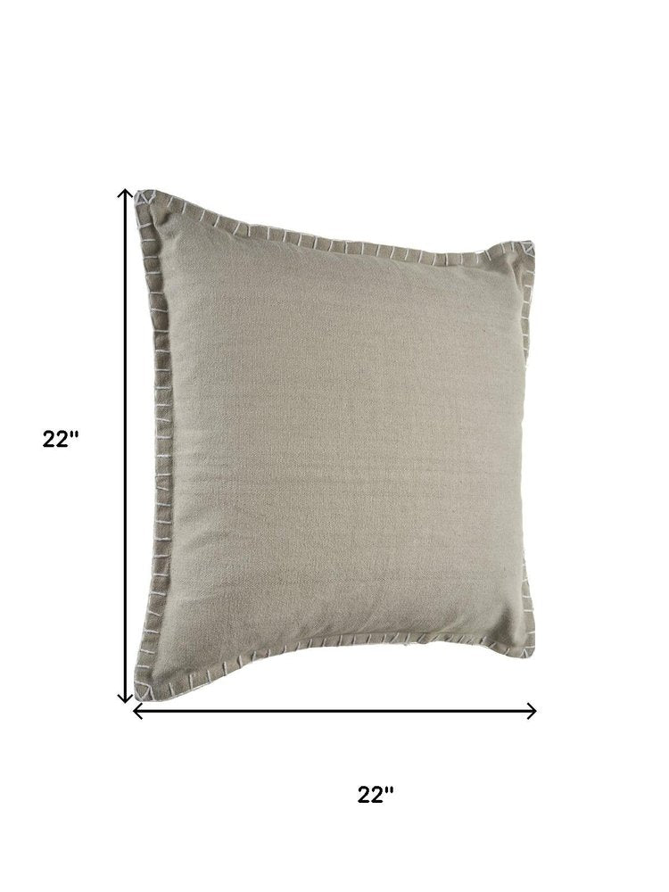 Set of Four 22" Gray Cotton Throw Pillow Covers