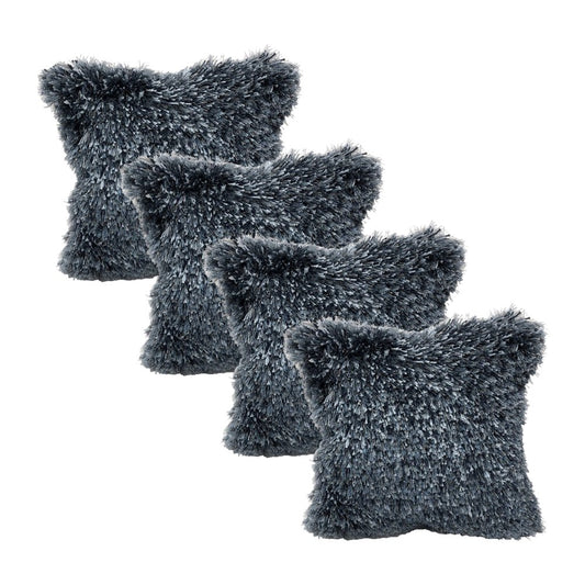 Set of Four 18" Blue Polyester Blend Throw Pillow Covers