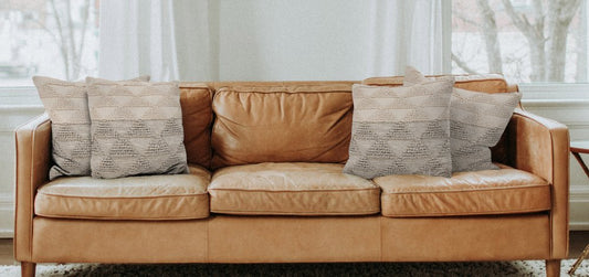 Set of Four 18" Gray And Beige Geometric Cotton Throw Pillow Covers