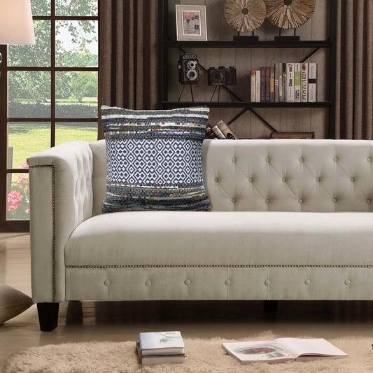 Set of Four 18" Gray And Blue Striped Cotton Blend Throw Pillow Covers