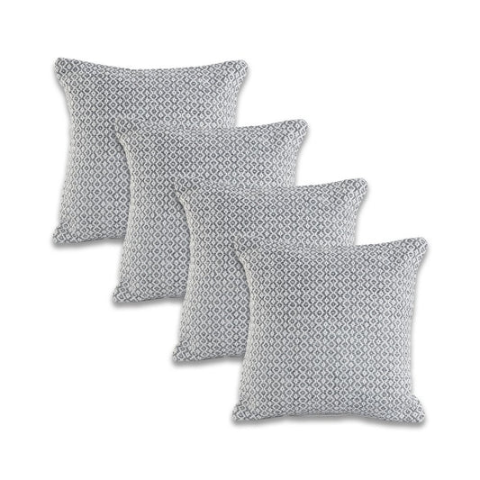 Set of Four 18" X 18" Gray And White Lumbar Geometric Cotton Throw Pillow Covers