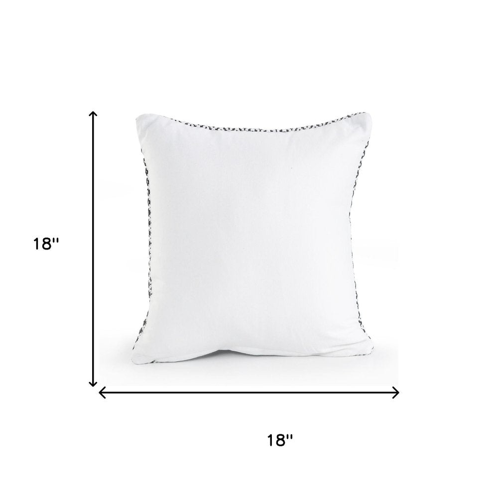 Set of Four 18" Black And White Geometric Cotton Throw Pillow Covers