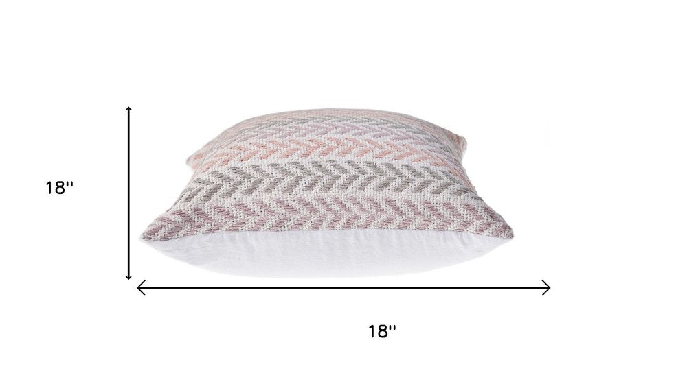 Set of Four 18" Purple And Ivory Chevron Cotton Throw Pillow Covers