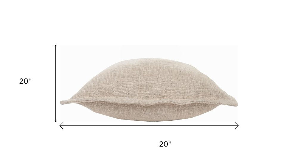 Set of Four 20" Beige Cotton Throw Pillow Covers