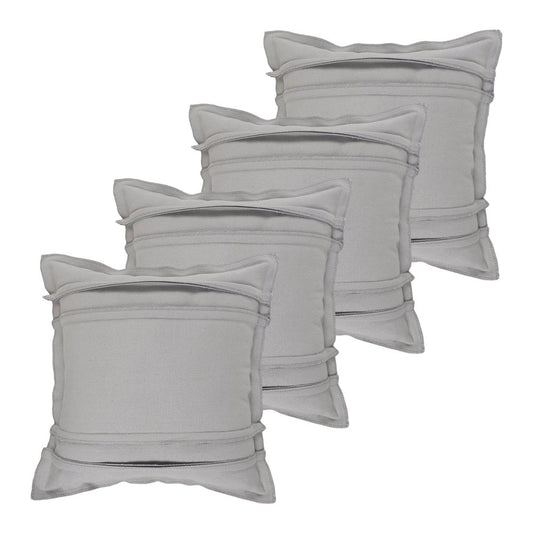 Set of Four 20" X 20" Gray Lumbar Cotton Throw Pillow Covers