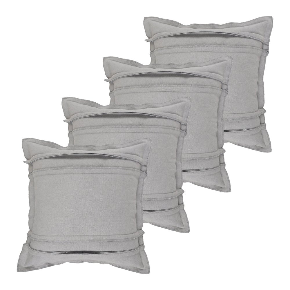 Set of Four 20" Gray Cotton Throw Pillow Covers
