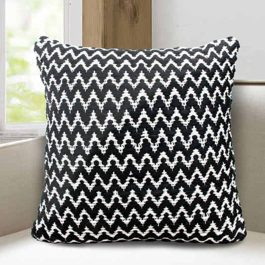 Set of Four 20" Black And White Geometric Polyester Blend Throw Pillow Covers