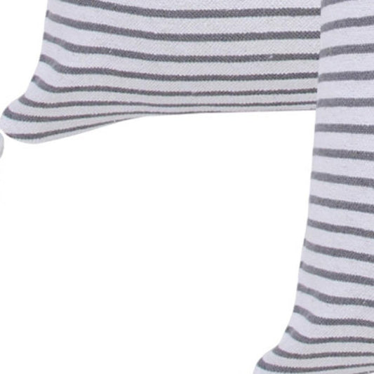 Set of Four 20" X 20" Gray And White Lumbar Striped Cotton Throw Pillow Covers with Tassels