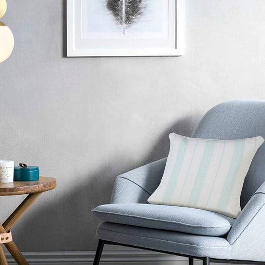 Set of Four 20" Blue And White Striped Cotton Throw Pillow Covers