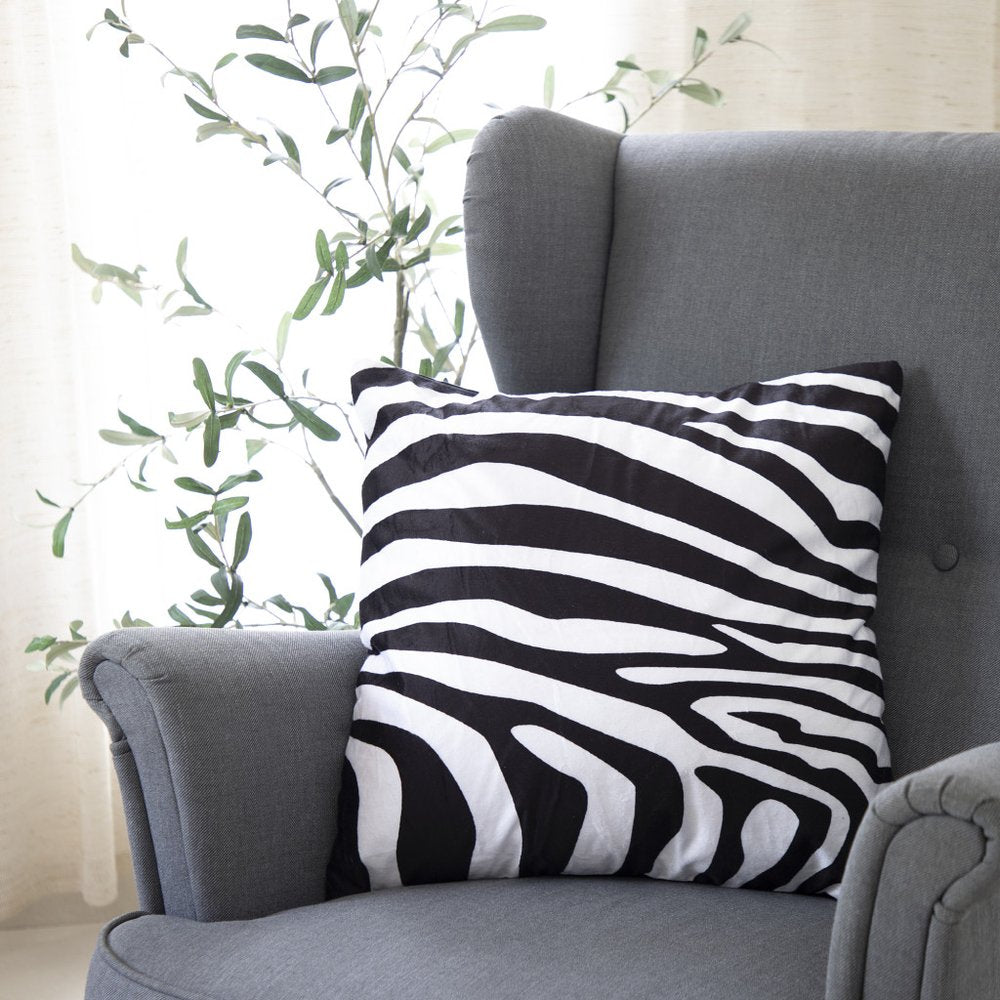 Set of Four 20" Black And White Throw Pillow Covers