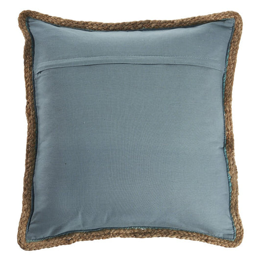 20" Turquoise And Tan Beach Cotton Blend Throw Pillow Cover with Texture