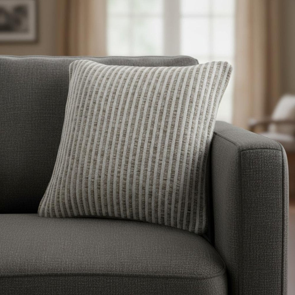 22" Beige And Cream Beach Striped Cotton Throw Pillow Cover