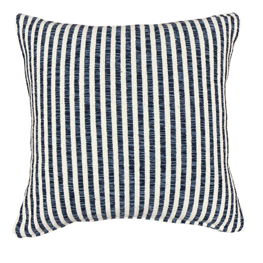22" Blue And White Striped Cotton Throw Pillow Cover