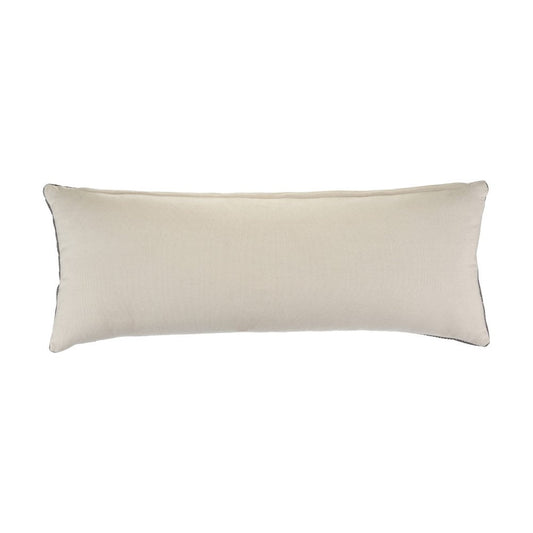 14" X 36" Gray And Ivory Lumbar Striped Cotton Throw Pillow Cover