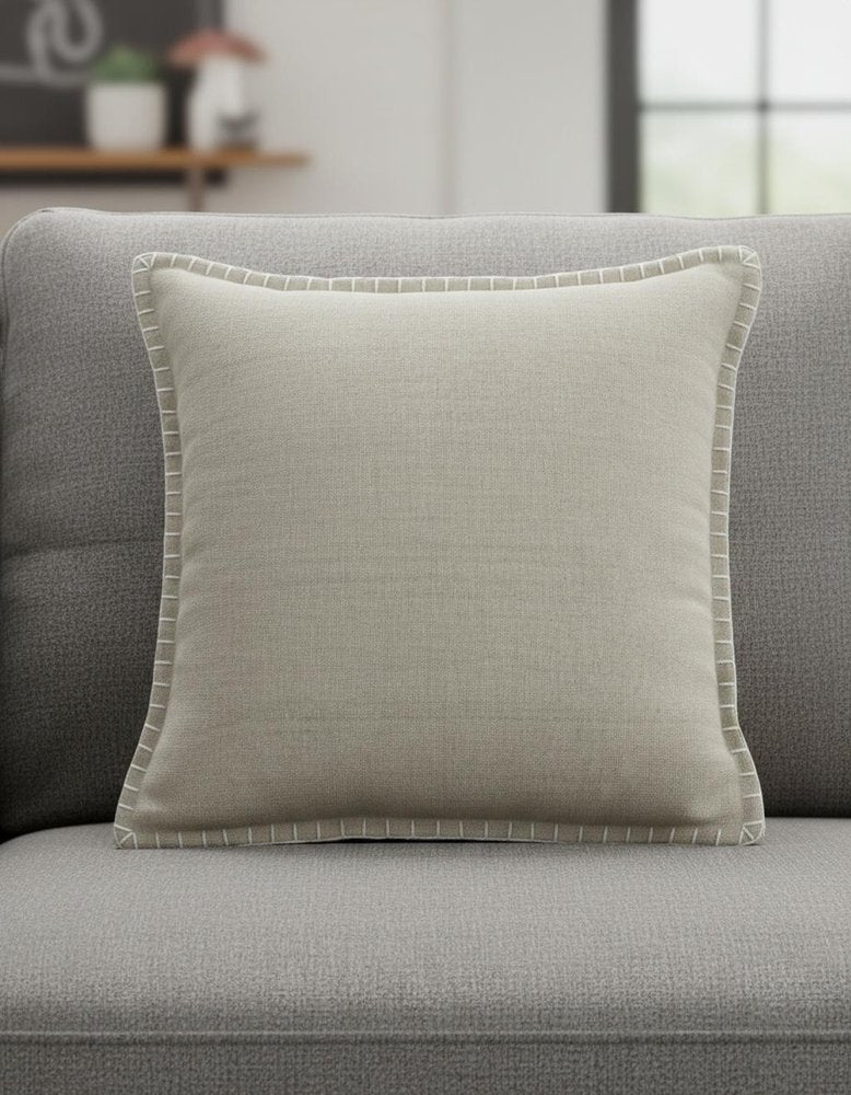 24" Gray Cotton Throw Pillow Cover