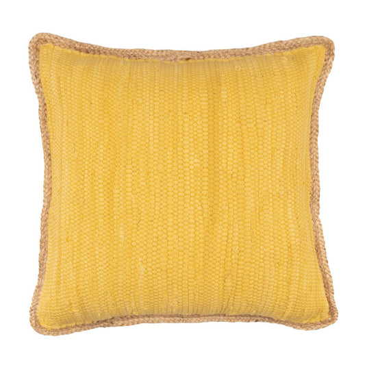 20" Yellow And Tan Beach Cotton Blend Throw Pillow Cover