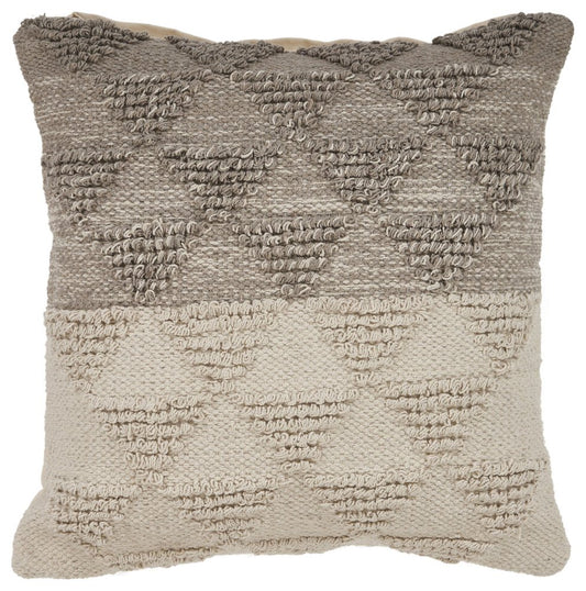 18" Gray And Beige Geometric Cotton Throw Pillow Cover