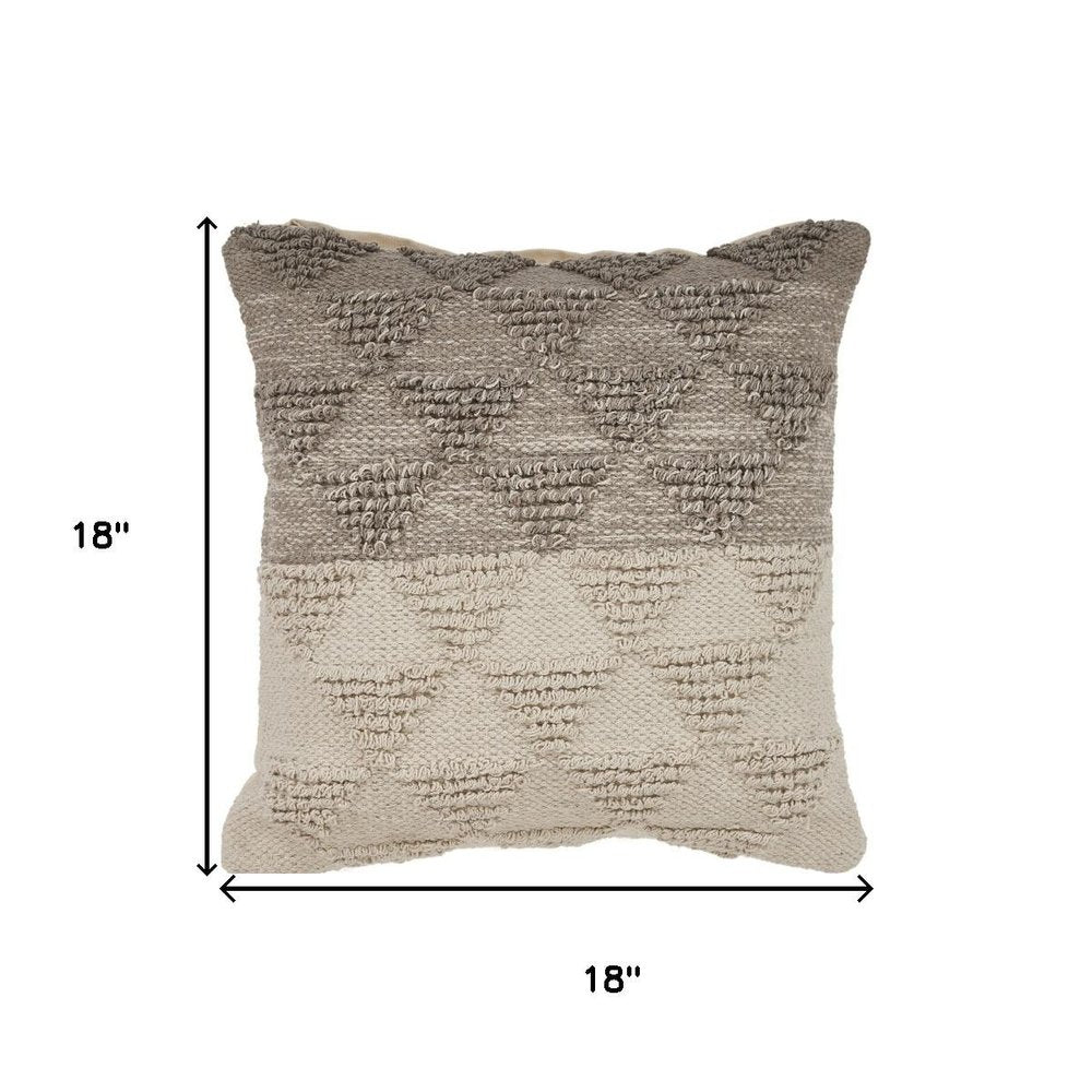 18" Gray And Beige Geometric Cotton Throw Pillow Cover