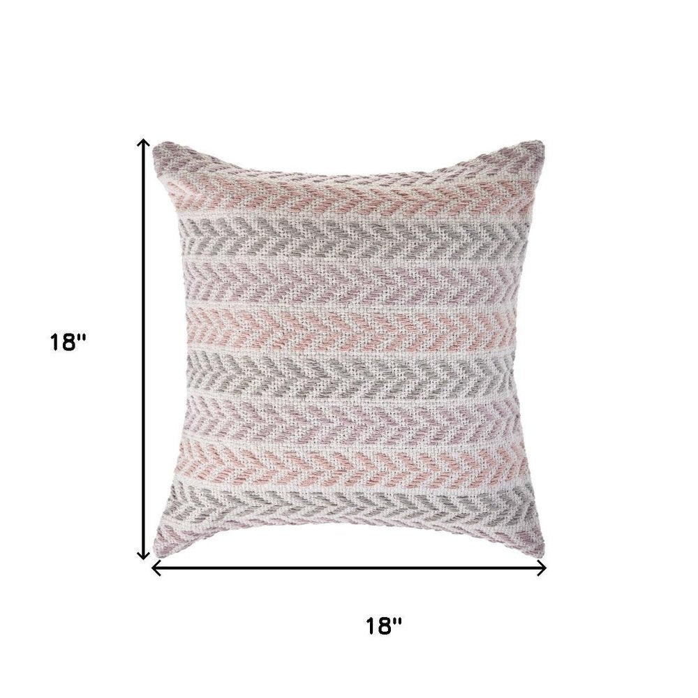 18" Purple And Pink Beach Chevron Cotton Throw Pillow Cover