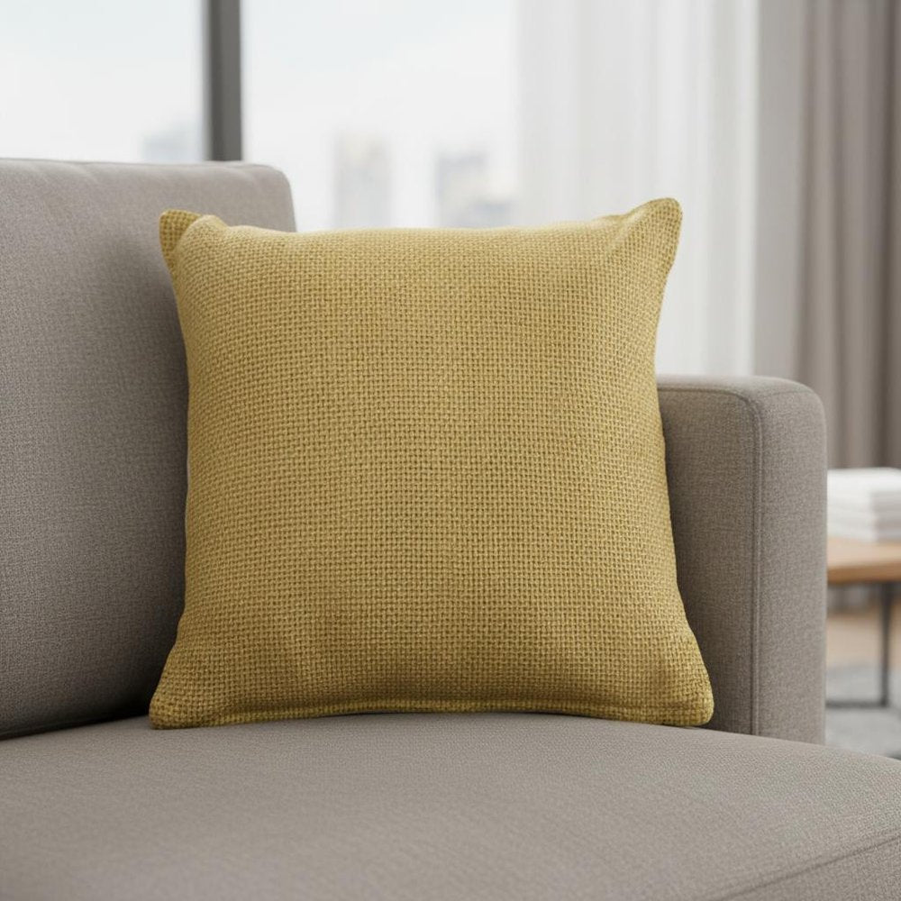 18" Yellow Cotton Throw Pillow Cover