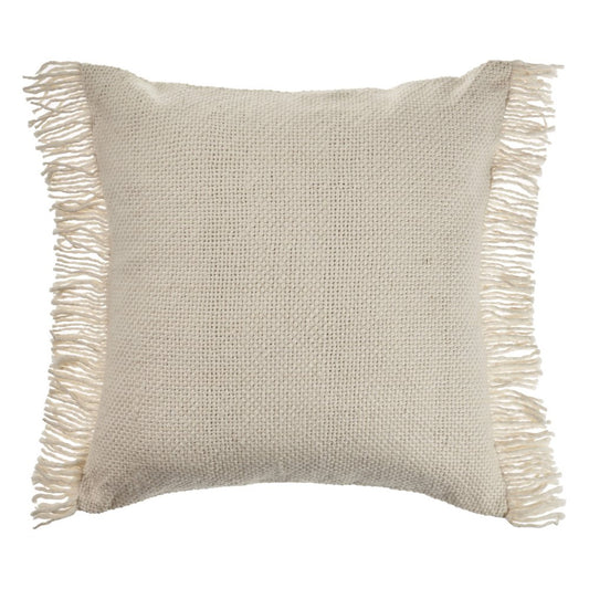 20" Beige And Ivory Cotton Throw Pillow Cover