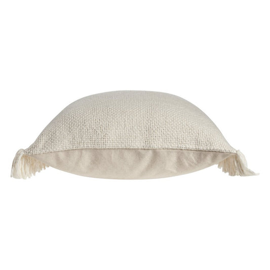 20" Beige And Ivory Cotton Throw Pillow Cover