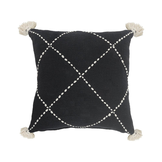 20" Tan And Black Cotton Throw Pillow Cover