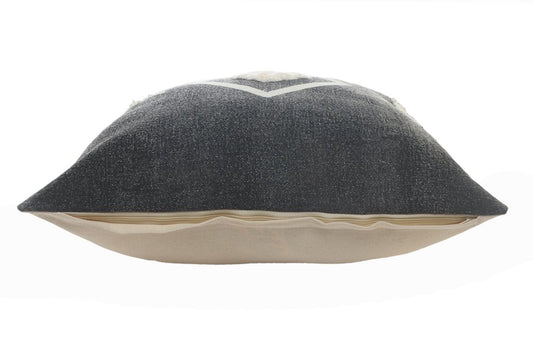 20" Tan And Black Cotton Throw Pillow Cover