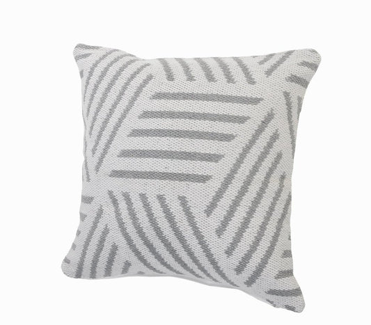 20" White And Gray Geometric Cotton Throw Pillow Cover